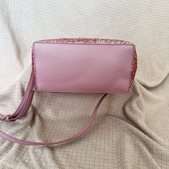 Kate Spade Greta Court Ina Glitter Dusty Peony Mini Satchel + Matching Card Case - Picture 7 of 13